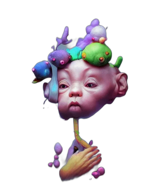 crown, staff, face, creature transparent PNG cut-out