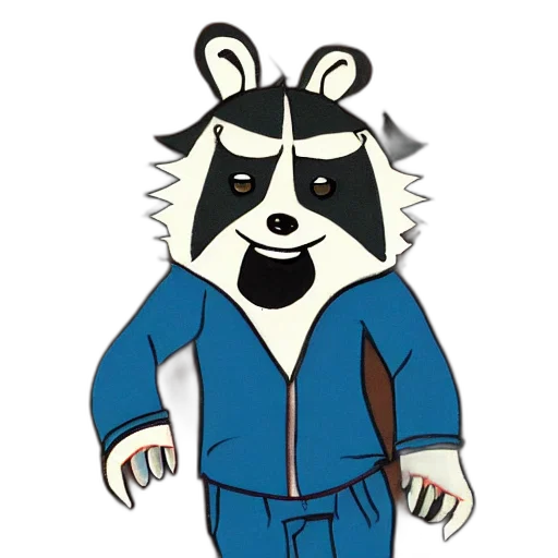 jacket, staff, animal, cartoon, concept art, comic book art, pixel art, anthropomorphic transparent PNG cut-out