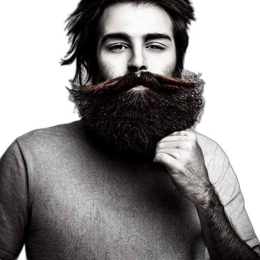 hair, photorealistic, beautiful, portrait, man, beard transparent PNG cut-out