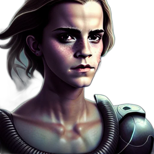 robot, face, concept art, photorealistic, comic book art, fantasy art, outer space, emma transparent PNG cut-out