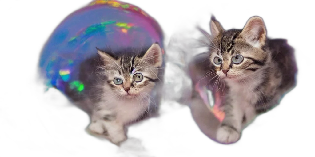 photorealistic, 3d render, outer space, adorable, kitten, stuck, inside, giant transparent PNG cut-out