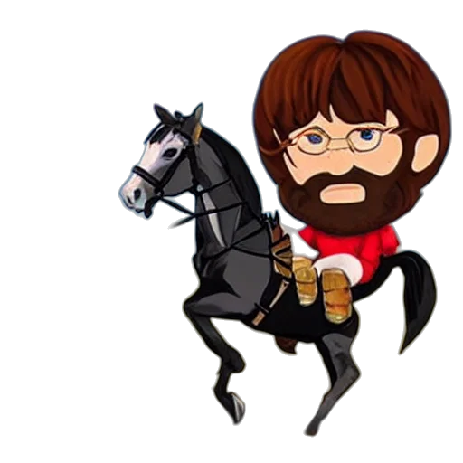 cartoon, anime, pixel art, concept art, chibi, chuck, norris, riding transparent PNG cut-out