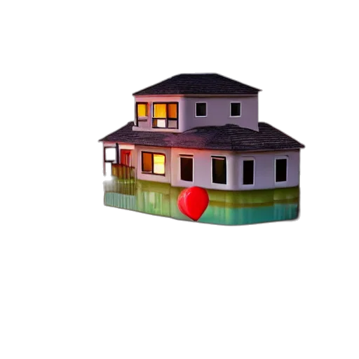 building, umbrella, 3d render, pixel art transparent PNG cut-out