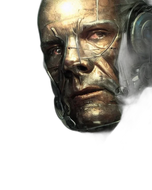 robot, face, mask, concept art, cyberpunk, comic book art, photorealistic, half transparent PNG cut-out