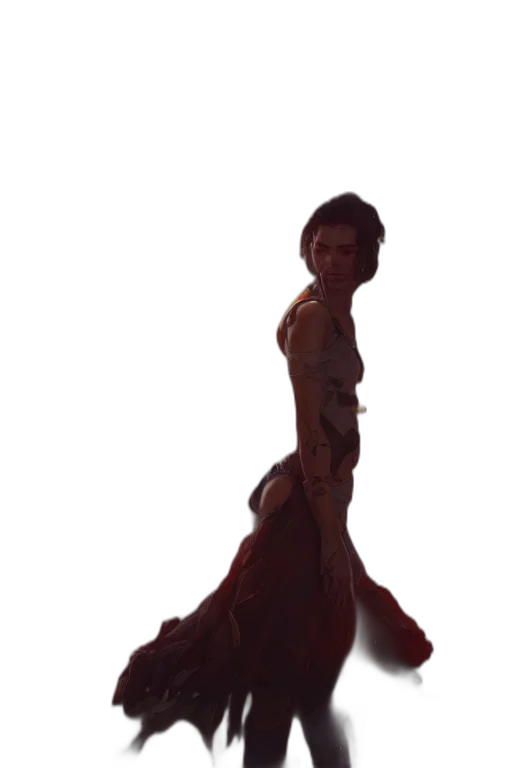dress, staff, creature, hair transparent PNG cut-out