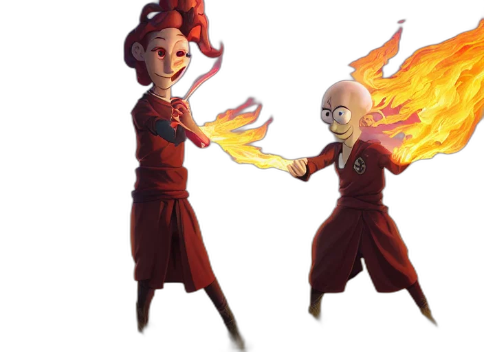 staff, concept art, fantasy art, comic book art, pixel art, fire, squidward, wearing transparent PNG cut-out