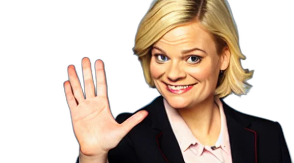 face, jacket, leslie, knope, show, parks, recreation, waving transparent PNG cut-out