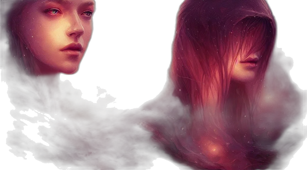 face, photorealistic, fantasy art, concept art, 3d render, outer space, fire, fog transparent PNG cut-out