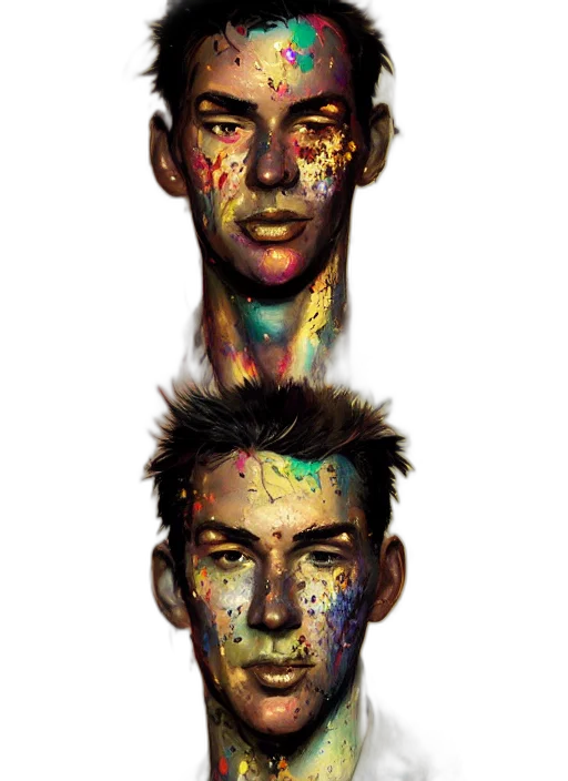 face, mask, crown, hair, watercolor, concept art, photorealistic, comic book art transparent PNG cut-out