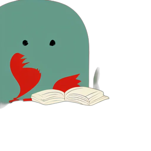 cute, firebirdy, reading, book transparent PNG cut-out