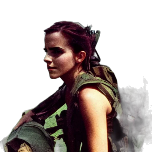 weapon, face, concept art, photorealistic, comic book art, fantasy art, green, film transparent PNG cut-out