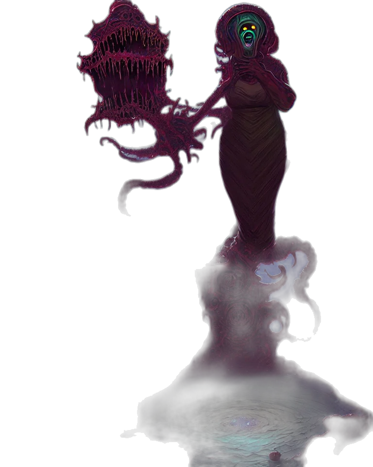 creature, mask, crown, staff transparent PNG cut-out