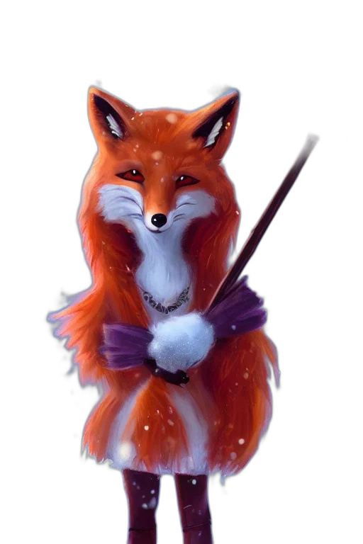 staff, animal, jewelry, fantasy art, concept art, photorealistic, watercolor, fox transparent PNG cut-out