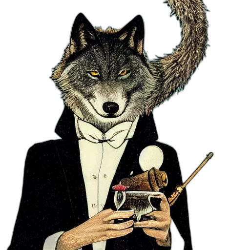staff, mask, animal, jacket, concept art, fantasy art, comic book art, pixel art transparent PNG cut-out