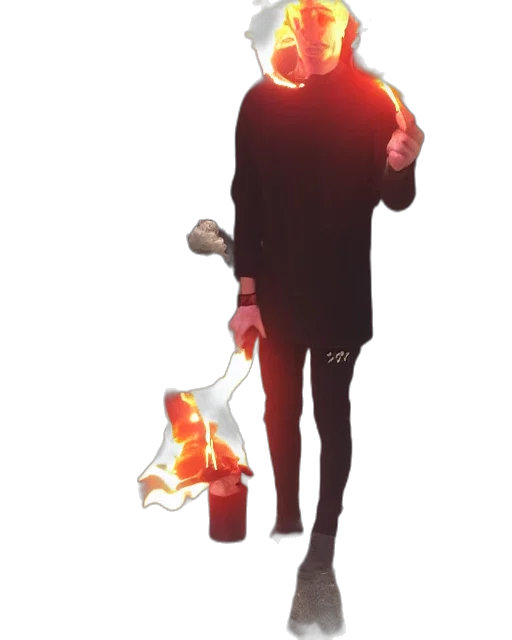 mask, jacket, staff, creature, concept art, 3d render, pixel art, anime transparent PNG cut-out
