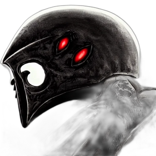 mask, face, robot, sword, concept art, fantasy art, comic book art, photorealistic transparent PNG cut-out
