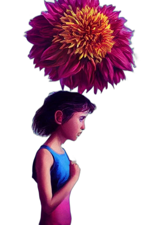 flower, dress, crown, face, oil painting, watercolor, photorealistic, concept art transparent PNG cut-out