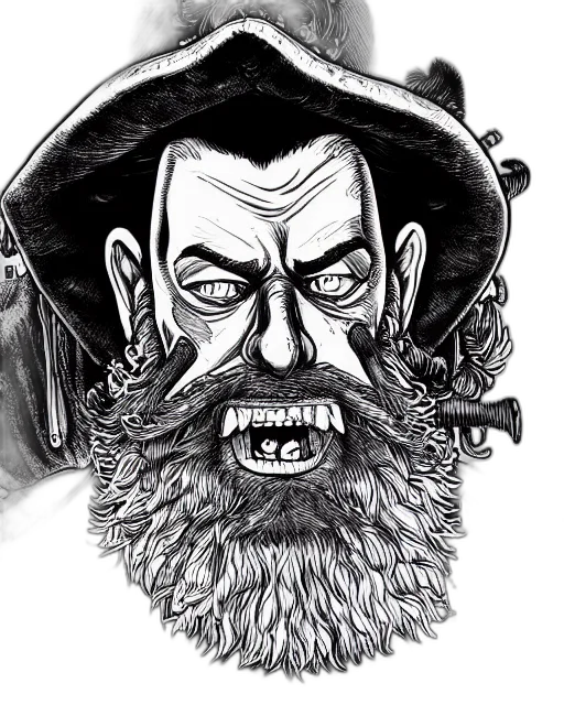 face, hat, comic book art, pencil sketch transparent PNG cut-out