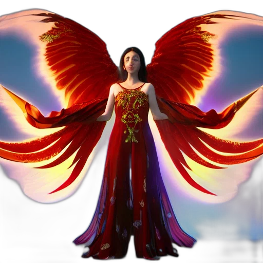 dress, concept art, fantasy art, 3d render, photorealistic, beautiful, orchid, phoenix transparent PNG cut-out