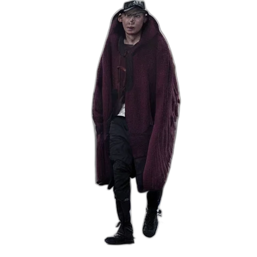 jacket, hat, staff, creature transparent PNG cut-out