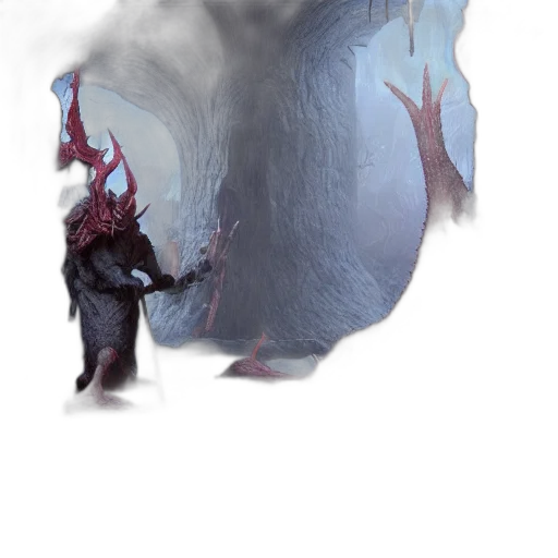 dragon, creature, staff, mask, concept art, fantasy art, 3d render, watercolor transparent PNG cut-out