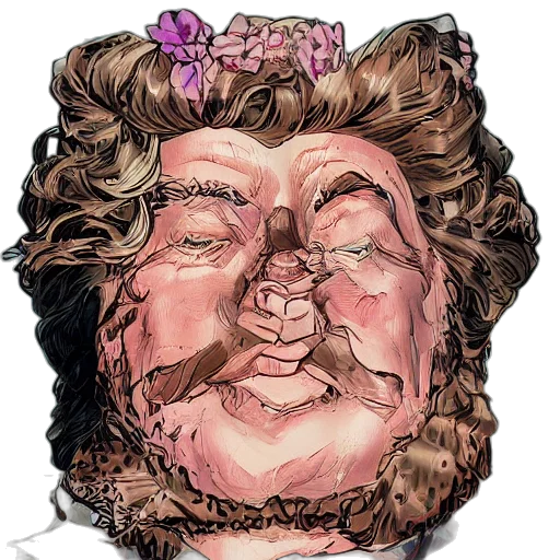 face, crown, mask, staff, watercolor, cartoon, concept art, photorealistic transparent PNG cut-out