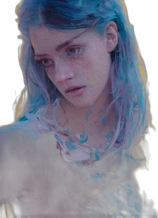 face, hair, jewelry, mask, photorealistic, concept art, 3d render, cyberpunk transparent PNG cut-out