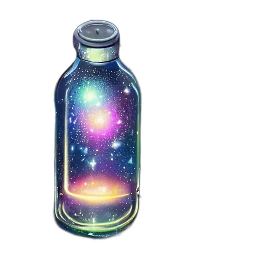 bottle, dress, vaporwave, concept art, pixel art, watercolor, outer space, neon lights transparent PNG cut-out