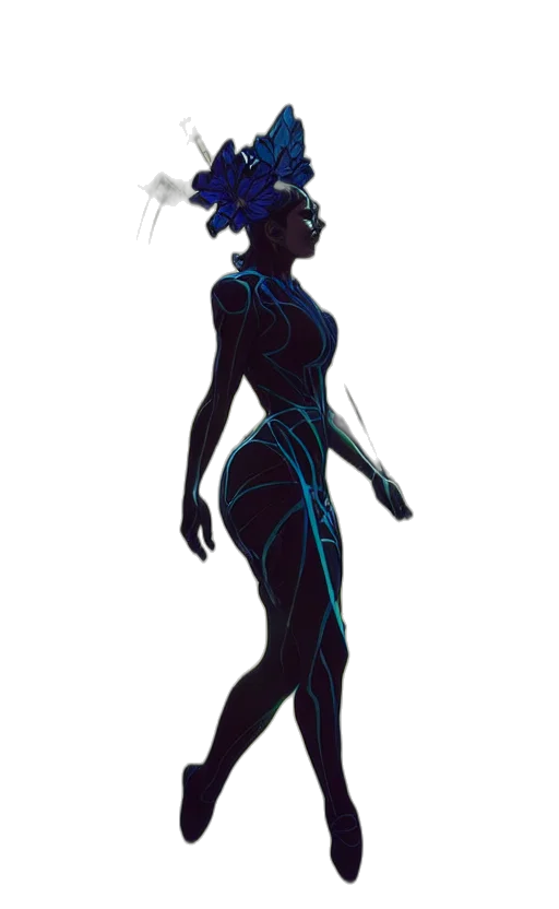 dress, staff, robot, creature transparent PNG cut-out