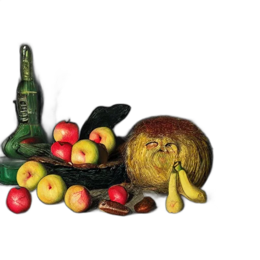 food, crown, oil painting, photorealistic transparent PNG cut-out