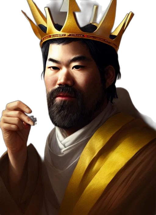 crown, staff, face, photorealistic transparent PNG cut-out