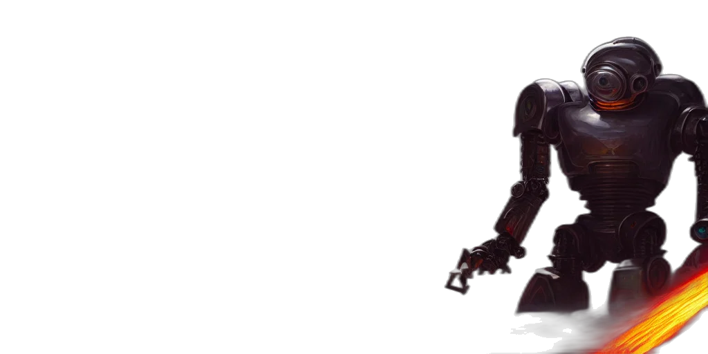 robot, weapon, staff, sword, concept art, pixel art, 3d render, cyberpunk transparent PNG cut-out