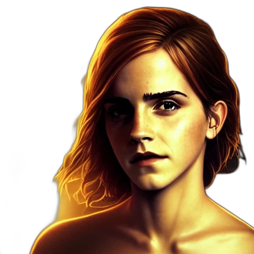 face, hair, photorealistic, concept art, fantasy art, comic book art, golden, emma transparent PNG cut-out