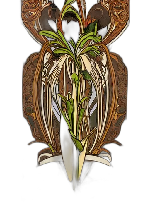 crown, flower, jewelry, staff, fantasy art, 3d render, concept art, photorealistic transparent PNG cut-out