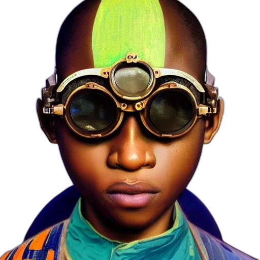 face, mask, staff, robot, photorealistic, concept art, green, colourful transparent PNG cut-out