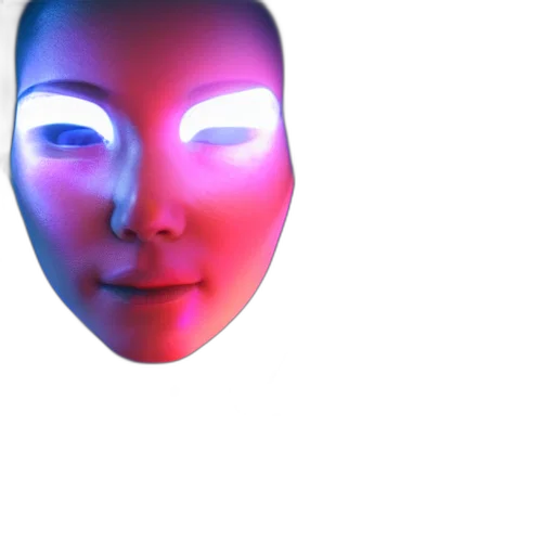 mask, face, robot, creature, vaporwave, 3d render, cyberpunk, concept art transparent PNG cut-out
