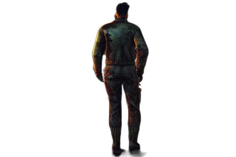jacket, staff, robot, creature transparent PNG cut-out