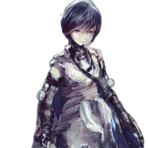 dress, robot, face, sword, concept art, fantasy art, watercolor, pixel art transparent PNG cut-out