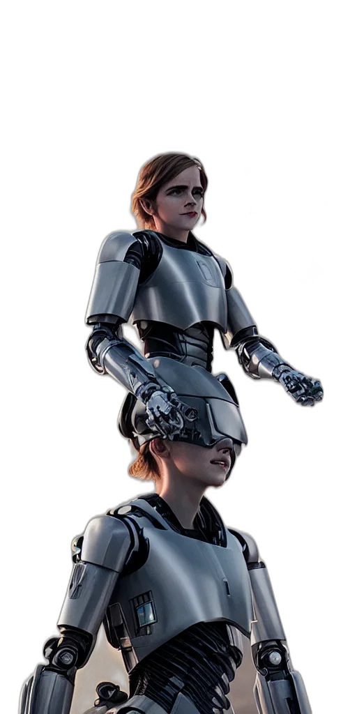 robot, jacket, staff, concept art, 3d render, cyberpunk, comic book art, highly transparent PNG cut-out