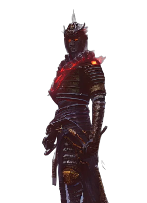 staff, sword, robot, mask, concept art, cyberpunk, fantasy art, comic book art transparent PNG cut-out