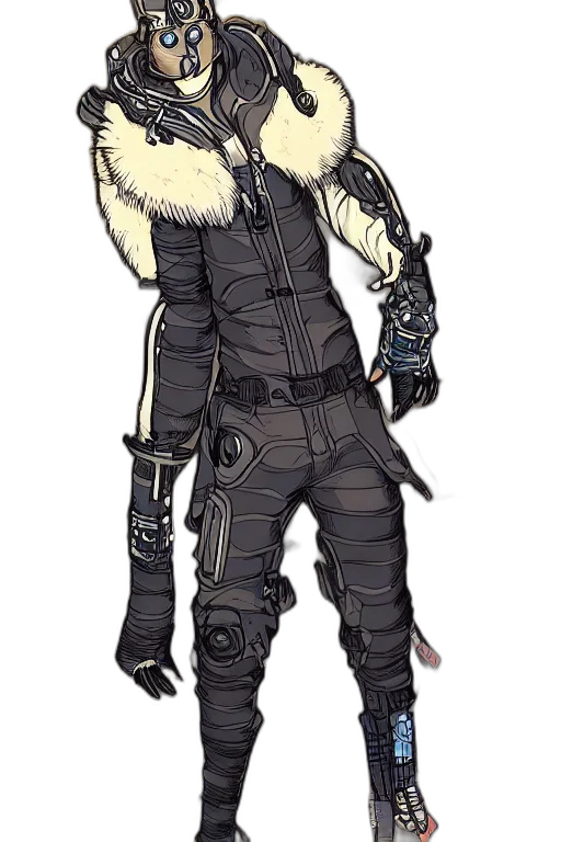 jacket, staff, weapon, mask transparent PNG cut-out