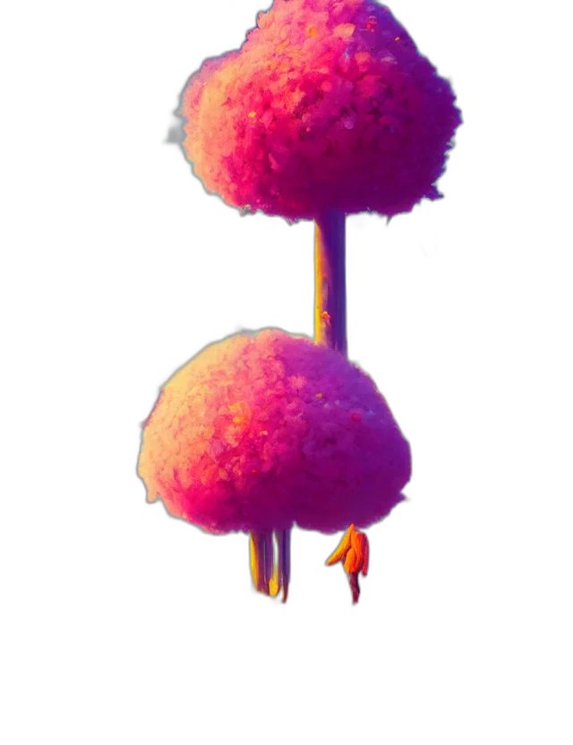 tree, umbrella, crown, hat, 3d render, concept art, pixel art, fantasy art transparent PNG cut-out