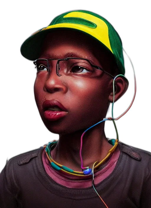 face, hat, jewelry, photorealistic, concept art, cyberpunk, cartoon, neon transparent PNG cut-out