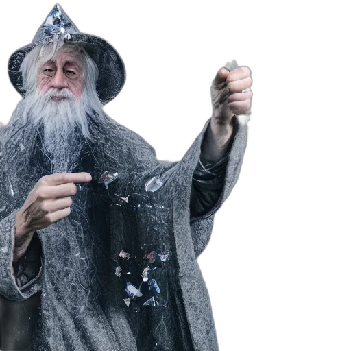 concept art, old, wizard, surrounded, crystal, shards, photography transparent PNG cut-out