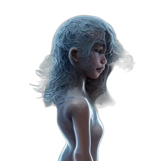 hair, face, dress, creature transparent PNG cut-out