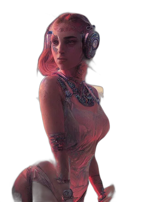 robot, dress, face, creature transparent PNG cut-out