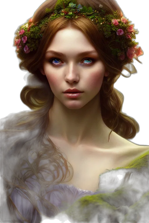 crown, face, jewelry, dress, fantasy art, photorealistic, concept art, oil painting transparent PNG cut-out