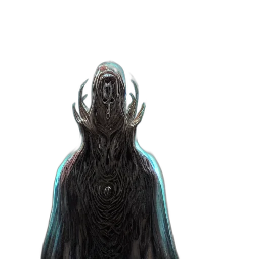 creature, hair, mask, staff transparent PNG cut-out