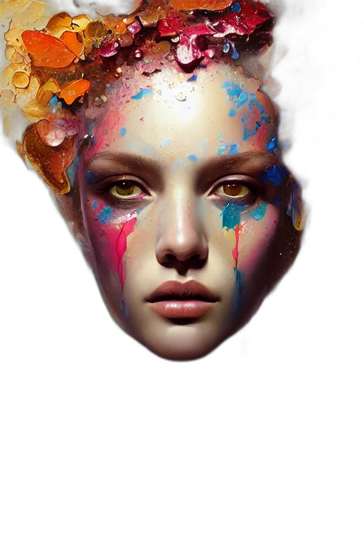 face, mask, crown, jewelry, photorealistic, fantasy art, oil painting, concept art transparent PNG cut-out