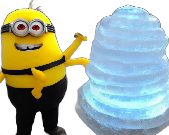 3d render, concept art, ice, sculpture, inspired, minion transparent PNG cut-out